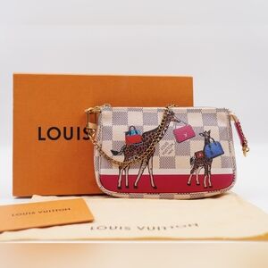 CC39 ❤️ Louis Vuitton Damier Azur Giraffe Mini Pochette Accessoires Handbag
